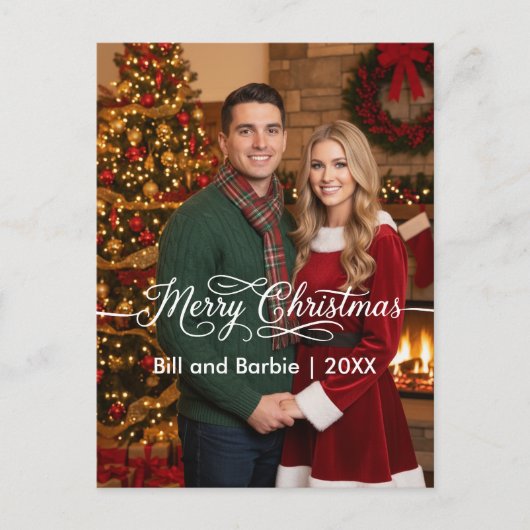 メリークリスマス カップル 写真 フロント シーズンポストカード (正面)
