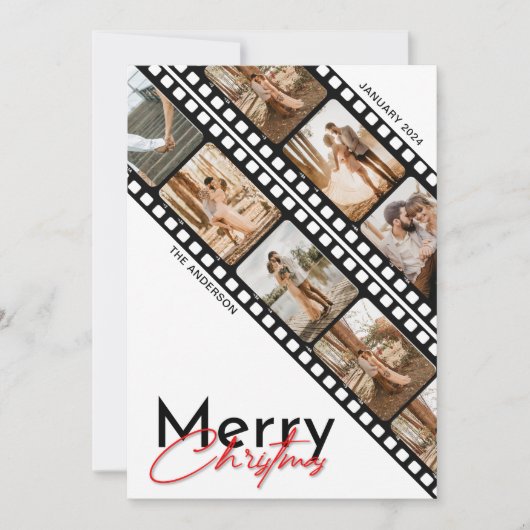 メリークリスマス カメラフィルム ミニマル コラージュ フォト シーズンカード (正面)