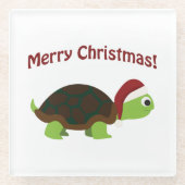メリークリスマス！カメ ガラスコースター (正面)