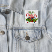 メリークリスマス、カラフルなデザイン、 缶バッジ (インサイチュ)