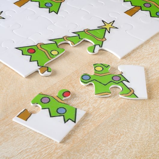 メリークリスマス カラフルな明るい緑の木 ジグソーパズル (側面)