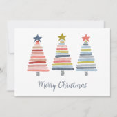 メリークリスマス カラフルな積み重ねられた木 シーズンカード (正面)