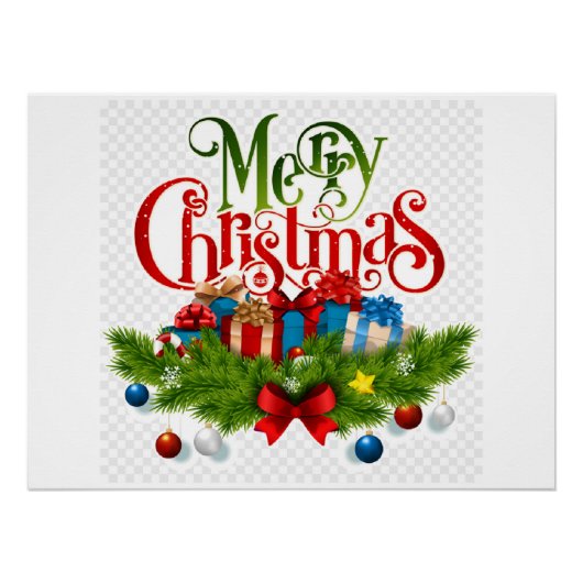 メリークリスマス、カラフル休日デザイン、 ポスター (正面)