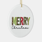 "メリークリスマス"カラーモダンブロックされたヒョウ セラミックオーナメント (右)