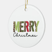 "メリークリスマス"カラーモダンブロックされたヒョウ セラミックオーナメント (左)