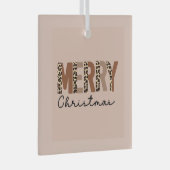 "メリークリスマス"カラーモダンブロックヒョウBOHO ガラスオーナメント (正面右)