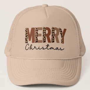 "メリークリスマス"カラーモダンブロックヒョウBOHO キャップ