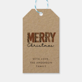 "メリークリスマス"カラーモダンブロックヒョウBOHO ギフトタグ
