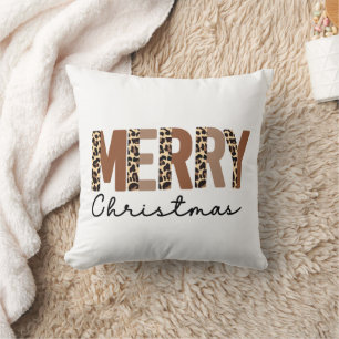 "メリークリスマス"カラーモダンブロックヒョウBOHO クッション