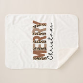 "メリークリスマス"カラーモダンブロックヒョウBOHO シェルパブランケット (正面(横))