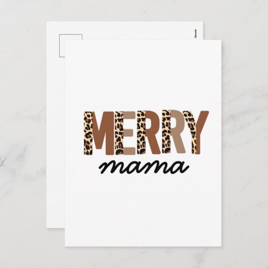 "メリークリスマス"カラーモダンブロックヒョウBOHO シーズンポストカード (正面/裏面)