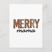 "メリークリスマス"カラーモダンブロックヒョウBOHO シーズンポストカード (正面)