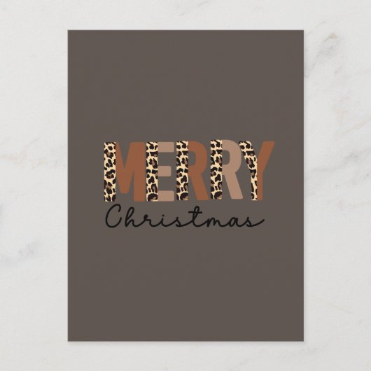 "メリークリスマス"カラーモダンブロックヒョウBOHO シーズンポストカード (正面)