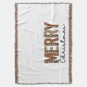 "メリークリスマス"カラーモダンブロックヒョウBOHO スローブランケット (正面縦)