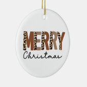 "メリークリスマス"カラーモダンブロックヒョウBOHO セラミックオーナメント (右)