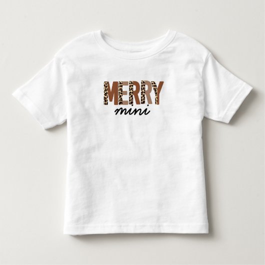 "メリークリスマス"カラーモダンブロックヒョウBOHO トドラーTシャツ (正面)