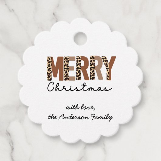 "メリークリスマス"カラーモダンブロックヒョウBOHO フェイバータグ (正面)