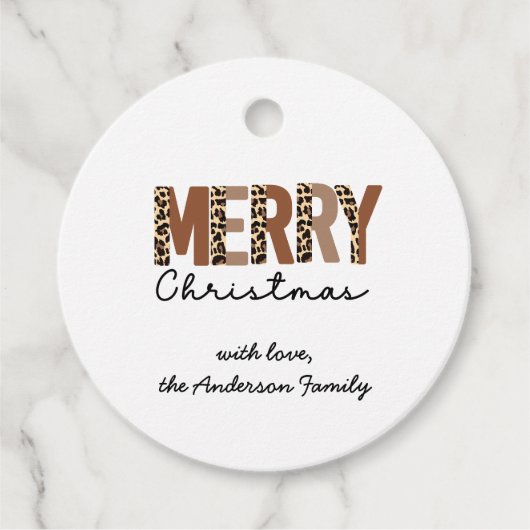 "メリークリスマス"カラーモダンブロックヒョウBOHO フェイバータグ (正面)