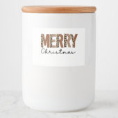 "メリークリスマス"カラーモダンブロックヒョウBOHO フードラベル (正面)