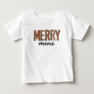 "メリークリスマス"カラーモダンブロックヒョウBOHO ベビーTシャツ