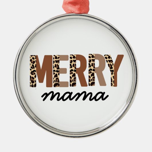 "メリークリスマス"カラーモダンブロックヒョウBOHO メタルオーナメント (正面)