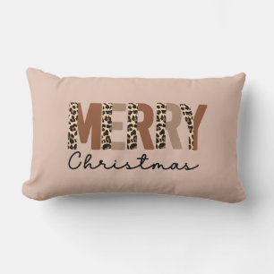 "メリークリスマス"カラーモダンブロックヒョウBOHO ランバークッション
