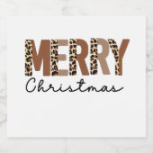 "メリークリスマス"カラーモダンブロックヒョウBOHO リキュールボトルラベル (シングルラベル)
