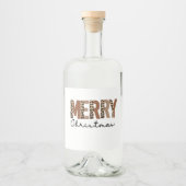 "メリークリスマス"カラーモダンブロックヒョウBOHO リキュールボトルラベル (正面)