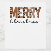 "メリークリスマス"カラーモダンブロックヒョウBOHO ワインラベル (シングルラベル)