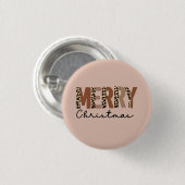 "メリークリスマス"カラーモダンブロックヒョウBOHO 缶バッジ (正面&裏面)
