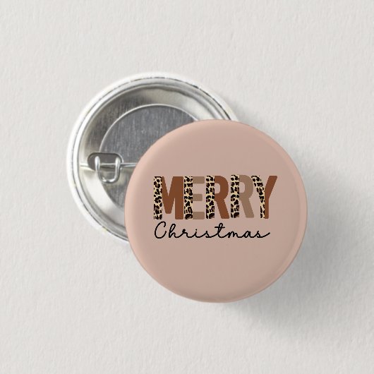 "メリークリスマス"カラーモダンブロックヒョウBOHO 缶バッジ (正面&裏面)