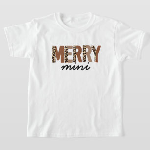 "メリークリスマス"カラーモダンブロックヒョウBOHO Tシャツ