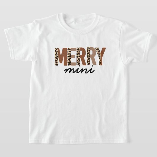 "メリークリスマス"カラーモダンブロックヒョウBOHO Tシャツ (レイダウン)