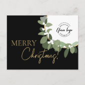 メリークリスマス カンパニーロゴ ゴールド ブラック カスタム シーズンポストカード (正面)