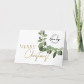 メリークリスマス カンパニーロゴ ゴールド ホワイト カスタム シーズンカード (正面)