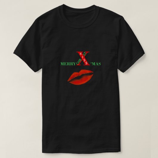 メリークリスマス キス 唇 Tシャツ (デザイン正面)