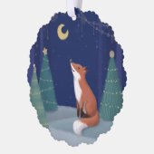 メリークリスマス：キツネイラストレーションアート オーナメントカード (左)