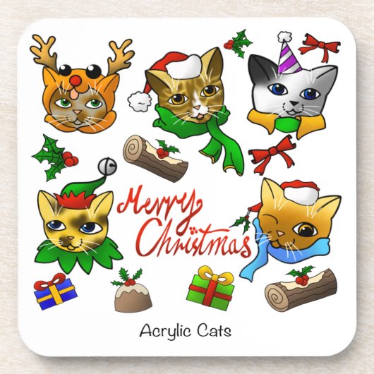 メリークリスマス・キャッツ コースター (正面)