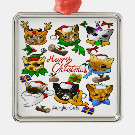 メリークリスマス・キャッツ メタルオーナメント (正面)