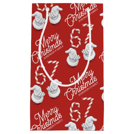 メリークリスマス キャンディーケーン 6-7 ミームパターン スモールペーパーバッグ (正面)