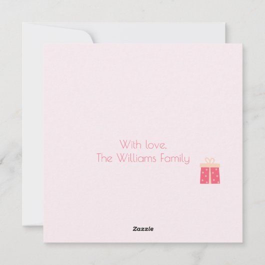 メリークリスマス!キュートな熱帯サンタフラミンゴ シーズンカード (裏面)