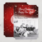 「メリークリスマス」キラキラした夜とオーナメント シーズンカード (正面/裏面)