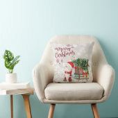 メリークリスマス、キラキラした《写真》ぼけ味、サンタハットの猫 クッション (椅子)