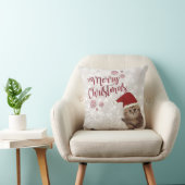 メリークリスマス、キラキラした《写真》ぼけ味、サンタハットの猫 クッション (椅子)