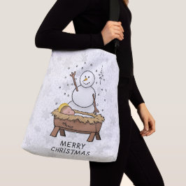 メリークリスマス+キリスト降生+赤ちゃんイエス+雪だるま クロスボディバッグ