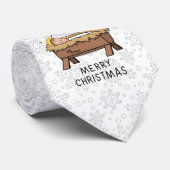 メリークリスマス+キリスト降生+赤ちゃんイエス+雪だるま ネクタイ (ロール)