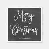 メリークリスマス |キーボード上の手書きスクリプト スタンダードカクテルナプキン (正面)