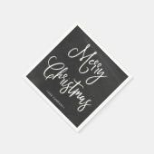 メリークリスマス |キーボード上の手書きスクリプト スタンダードカクテルナプキン (角)