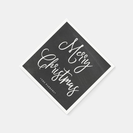 メリークリスマス |キーボード上の手書きスクリプト スタンダードカクテルナプキン (角)