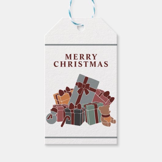 メリークリスマス、ギフトの山 – ギフトラベル ギフトタグ (正面)